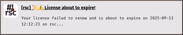 check-perpetual-license notification warn